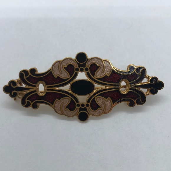 VTG 80s Brooch Cloisonné Enamel Statement Pin - Picture 2 of 4